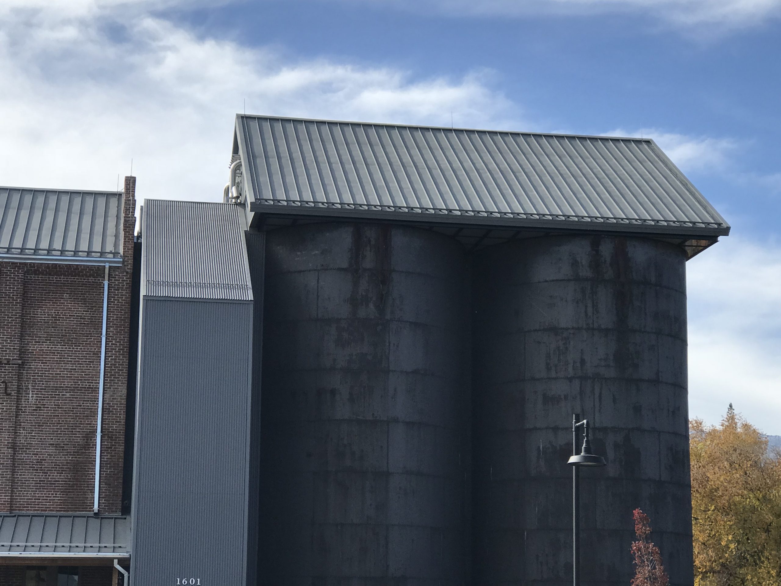 sheet metal roofing for two silos